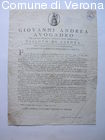 Manifesto del Vescovo di Verona Giovanni Andrea Avogadro (1735-1815) ai par