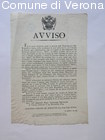Avviso circa l'ingresso nel territorio di Verona austriaca di persone o cos