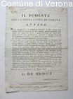 Avviso del Podestà di Verona circa la creazione del Supremo Tribunale Giudi