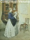 Donna che pulisce un quadro di Garibaldi